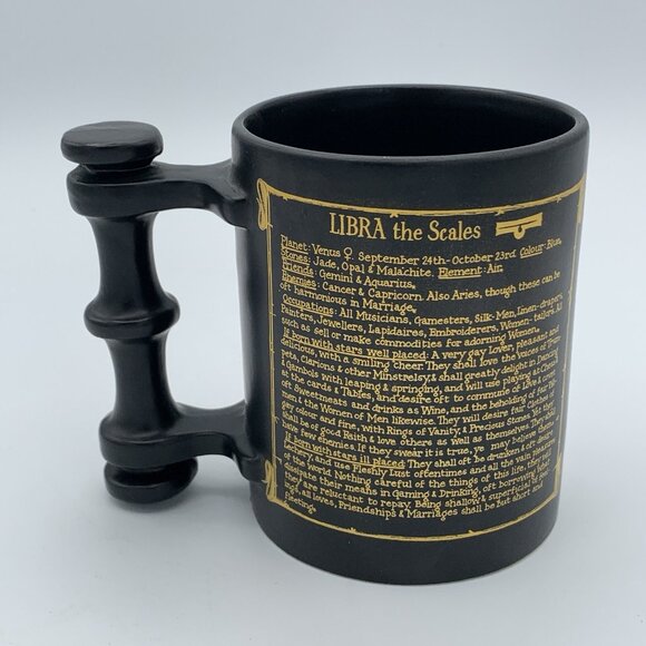 Libra Zodiac Mug by John Cuffley – Portmeirion Pottery England – Black & Gold - Picture 3 of 6